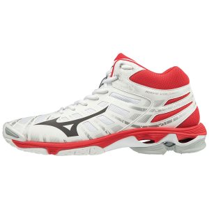 Mizuno Wave Voltage Mid Mens Volleyball Shoes Canada - White/Red